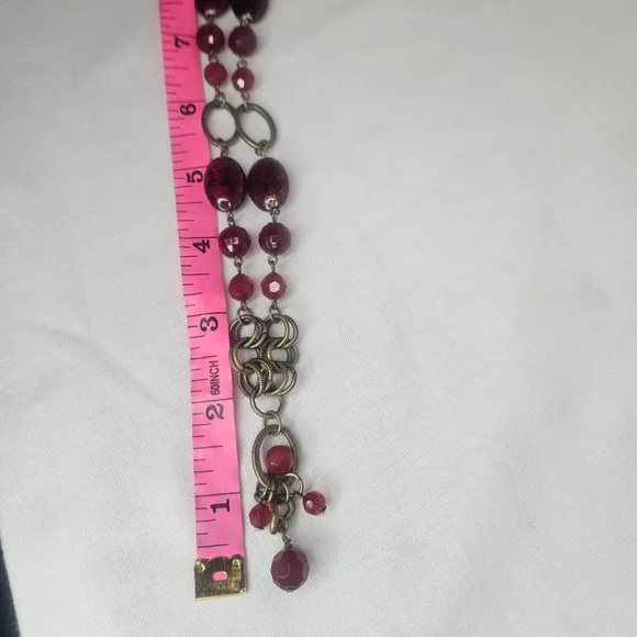 Retired Premier Designs “Caliente” Red Beaded Statement Necklace – Antique Gold - Picture 7 of 8
